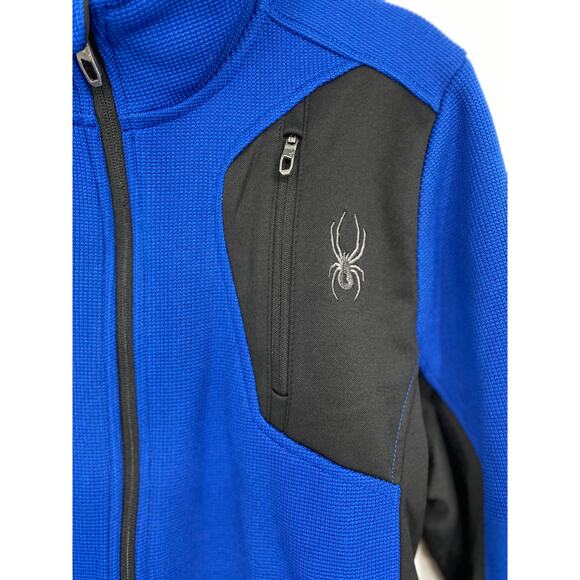 Spyder Mens Bandit Full Zipper Blue Black Long Sleeve Jacket Sweater NEW Medium - Picture 9 of 12
